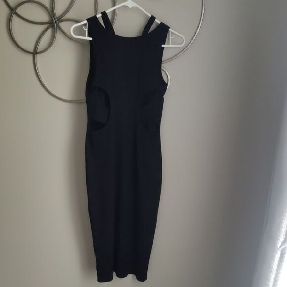 NWT $98 Anthropologie Black Double Tank Midi Dress - Picture 5 of 6